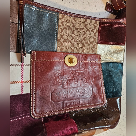 Vintage coach y2k suede leather tote purse patchwork design - Picture 12 of 15